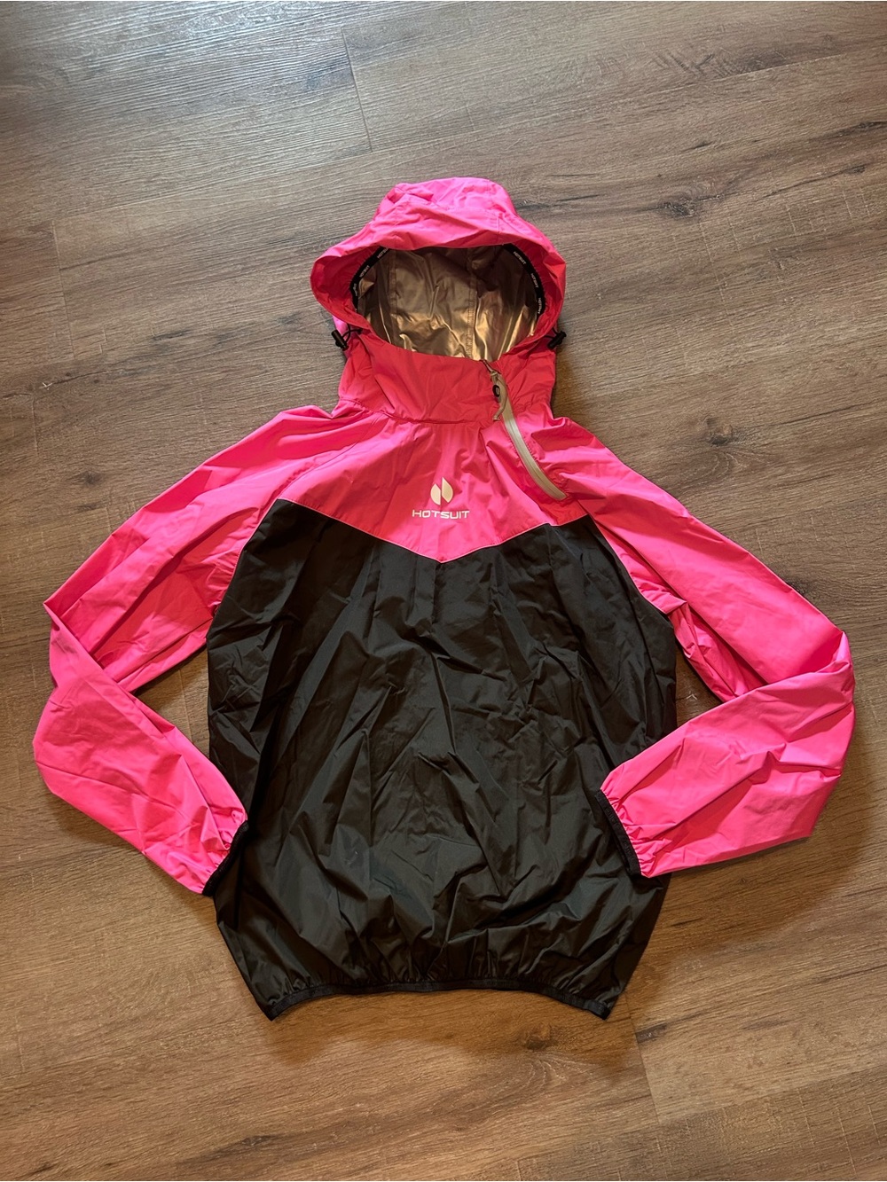 HOTSUIT Womens Hooded Sauna Jacket Pink/Black Colorblock Size L Heat